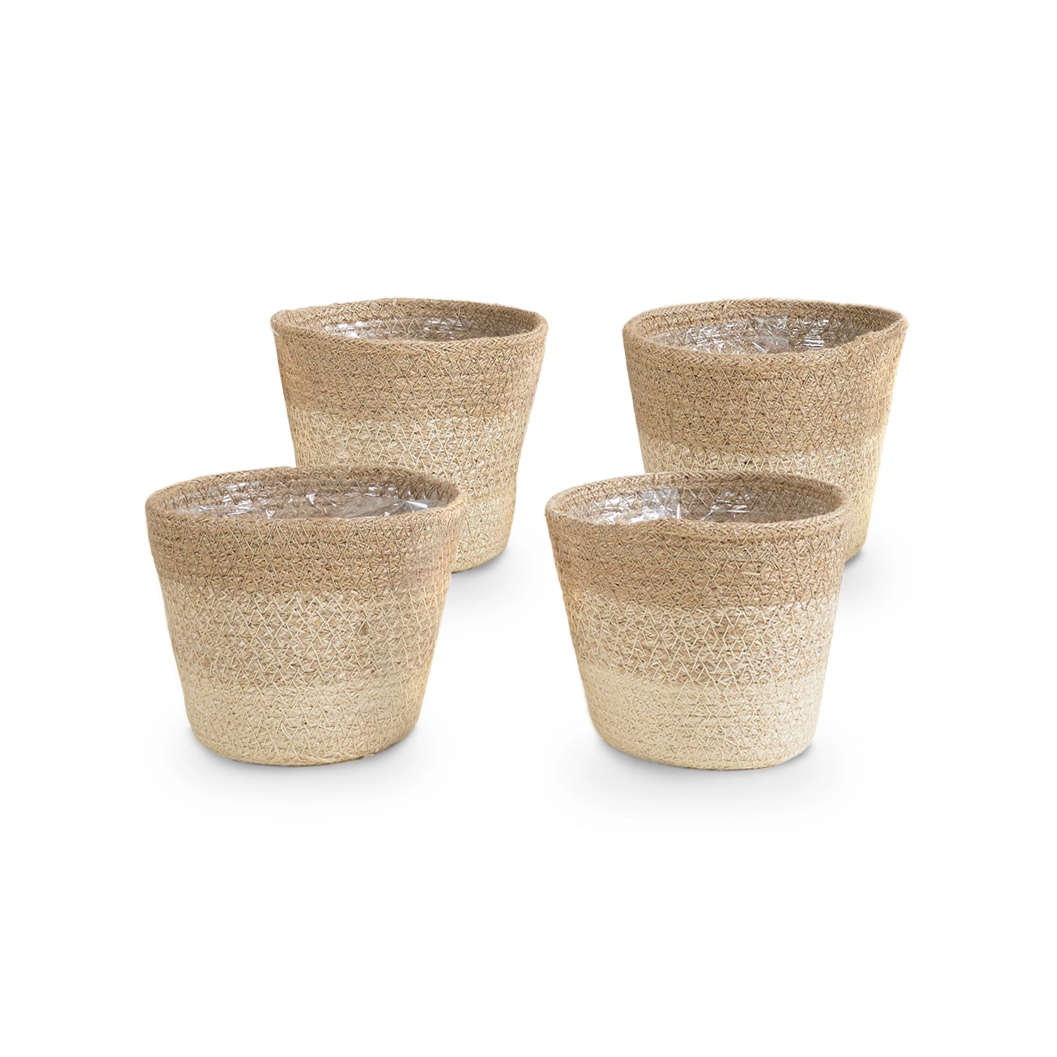 Set of 4 Creme Jute Baskets – Ø12cm x H15cm - Plant Circle.