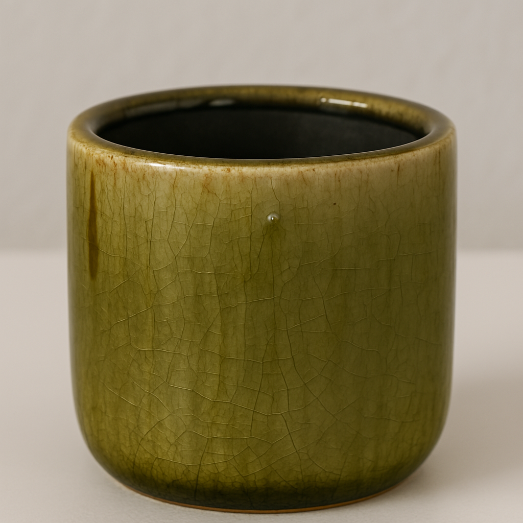 Pot Nine Green – Small Ceramic Planter with Glossy Finish (7×7 cm) - Plant Circle.