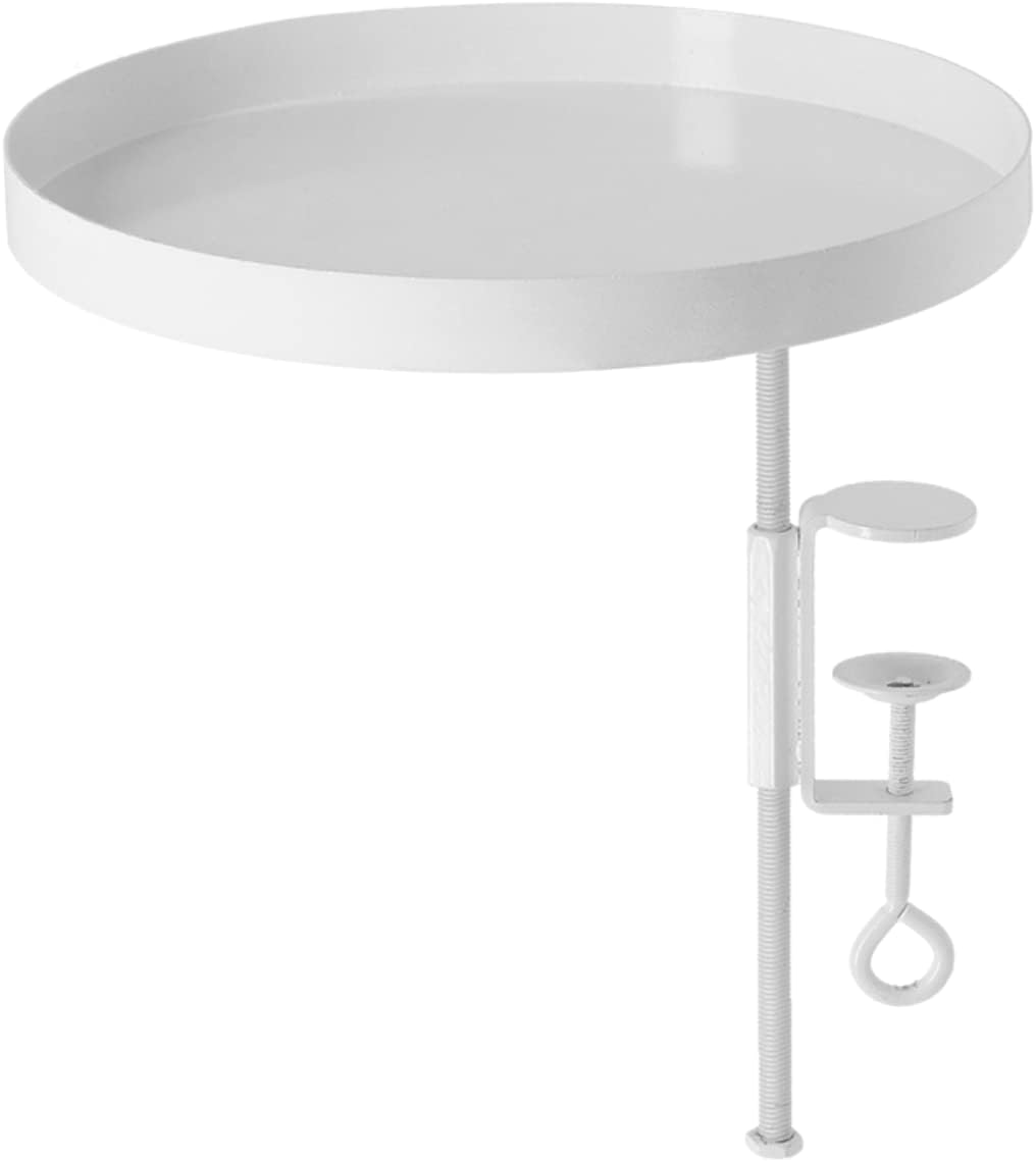 Plant Table with Attachment Clamp for Window Sill and Shelves in White