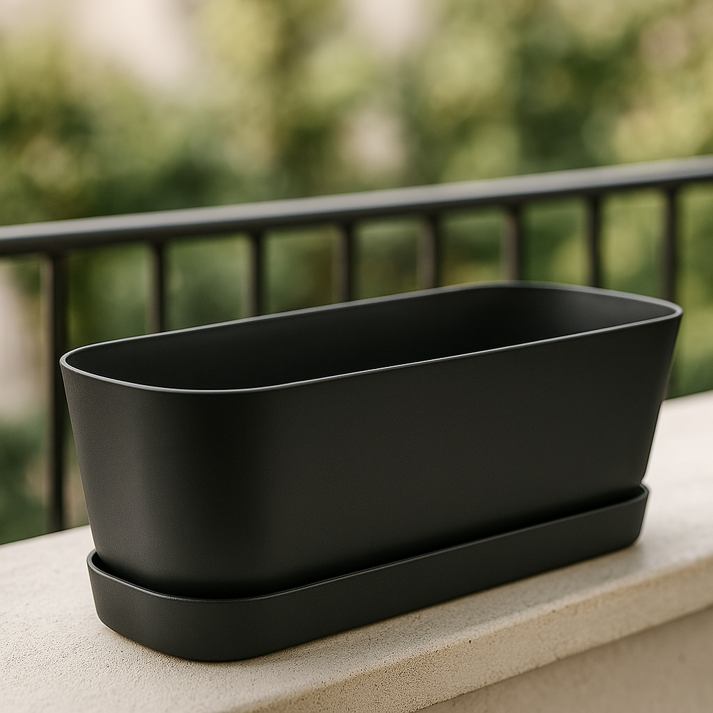 Greenville Planter Long 50cm – Living Black -  Plant Circle.