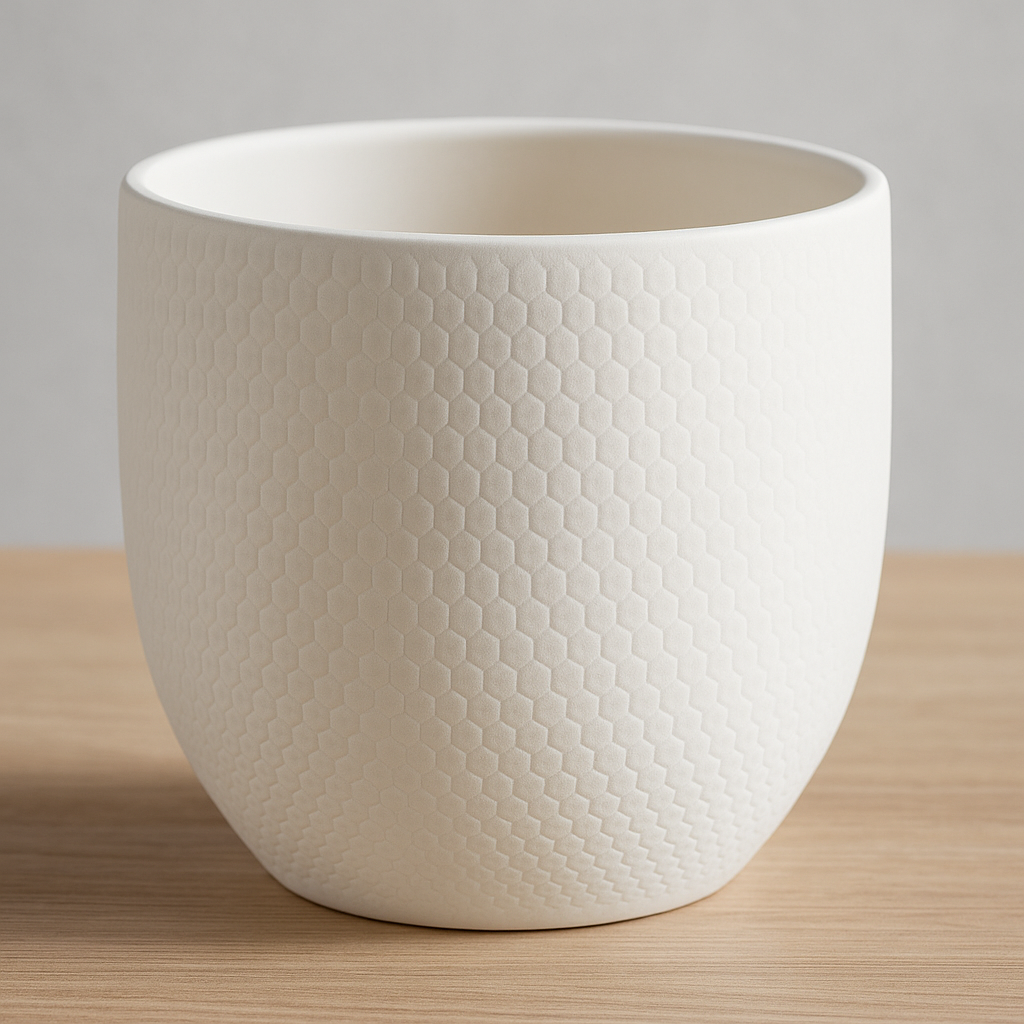 Rio Ceramic White Textured Plant Pot -  Geen.