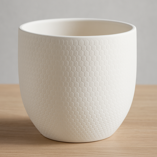 Rio Ceramic White Textured Plant Pot -  Geen.