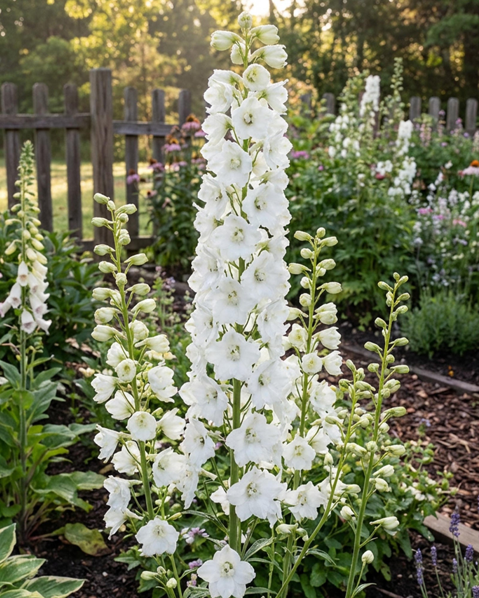 Delphinium ‘Magic Fountain Pure White’ – Delphinium blanco de balcón | Pack de 1 o 3