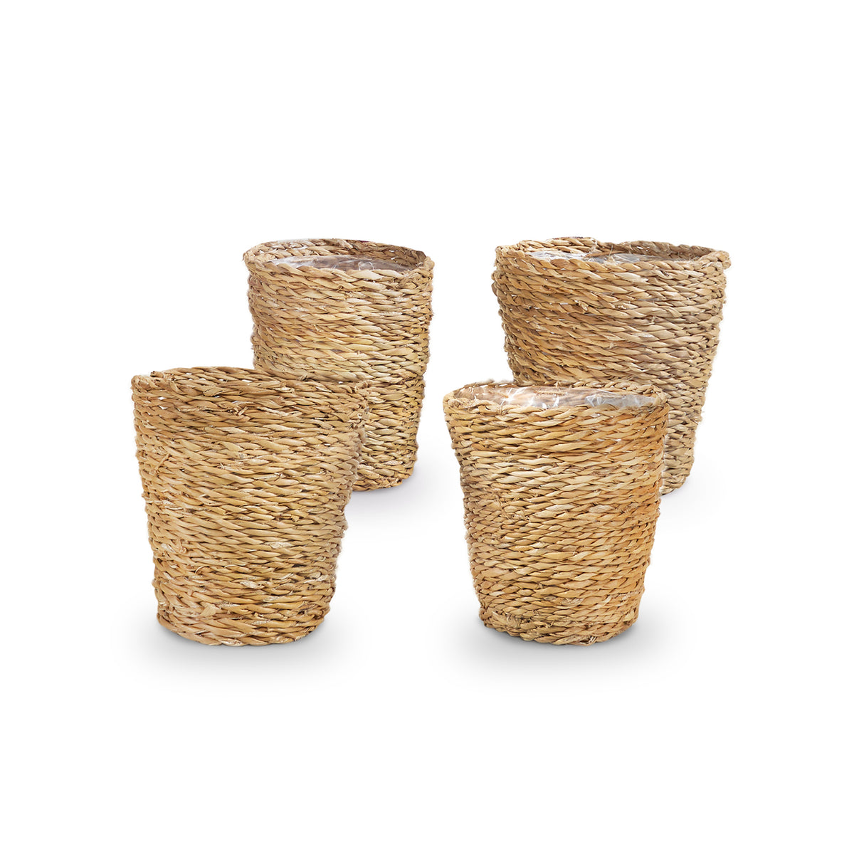Set of 4 Natural Seagrass Baskets – Ø12cm x H15cm -  Plant Circle.