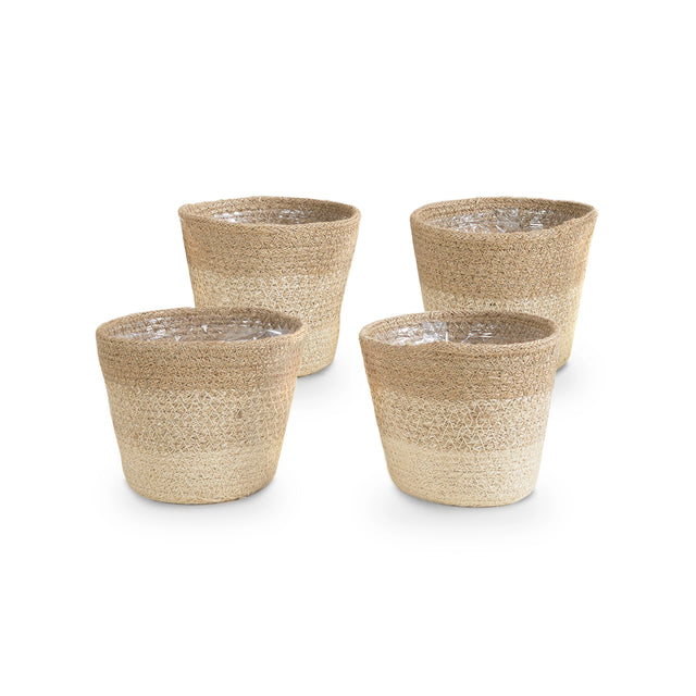 Set of 4 Creme Jute Baskets – Ø12cm x H15cm -  Plant Circle.