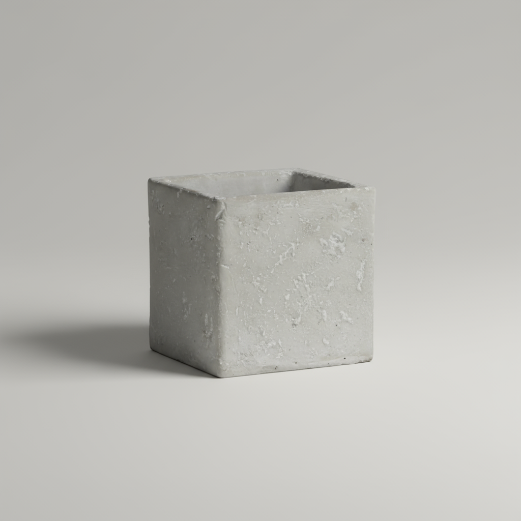 The 13cm Jimmy Square Pot in Raw Grey