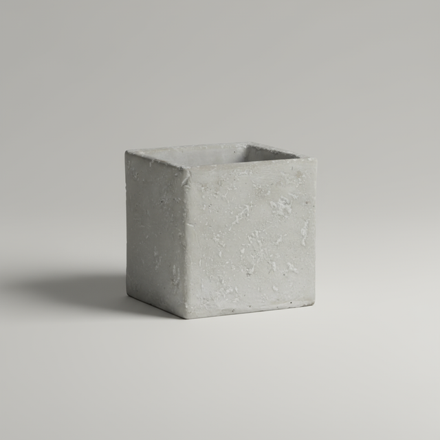 The 13cm Jimmy Square Pot in Raw Grey