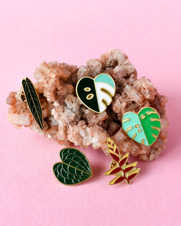 Group of plant pins on chrystal