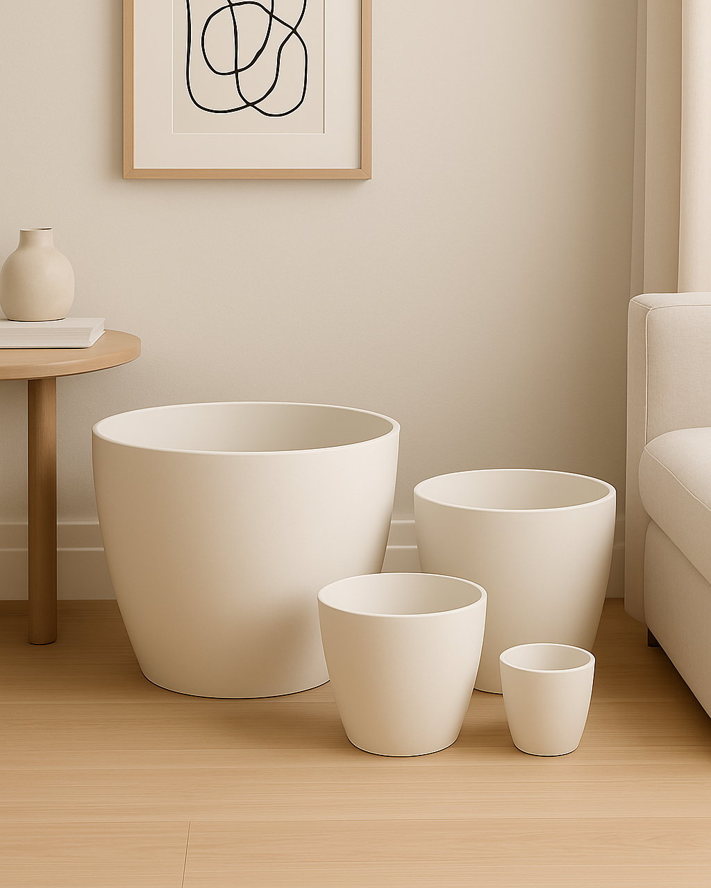 minimalist white planters